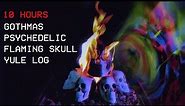 Gothmas Flaming Skull Yule Log - 10 Hours Holiday Halloween Christmas Fireplace Ambiance Screensaver