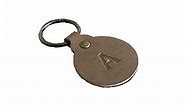 Custom Leather Circle Key Fob/Charm. Monogrammed Personalized Full Grain Leather Key Chain. Made In USA. Silver/Gold Foil Options.