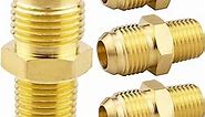 (4PCS) 3/8 Flare to 1/4 NPT Male Brass Tube Fitting, Flare Half-Union, Brass Couples Tube Pipe Fitting Connector