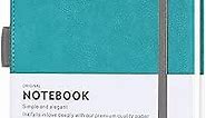 Lemome Thick Classic Notebook with Pen Loop A5 College Ruled Hardcover Writing Notebook with Pocket + Page Dividers Gifts, Banded, Large, 180 Pages, 8.4 x 5.7 in