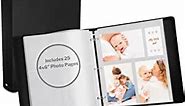 Dunwell Photo Album 3-Ring Binder - (Black, 1 Pack) for 4x6 Photos, Includes 25 Photo Protector Sheets, Holds 150 4 x 6 Pictures, Refillable Photo Insert Sheets, Acid Free Crystal Clear Photo Sleeves