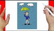 Cómo dibujar un hombre bajo la lluvia correctamente paso a paso | Dibujos fáciles