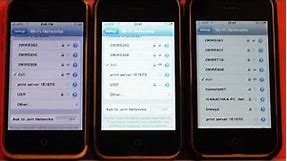 iPhone, iPhone 3G, iPhone 3GS WiFi Comparison