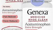 Genexa Acetaminophen 500mg Extra Strength Pain Reliever & Fever Reducer | Pain Relief Medications & Treatments of Headache, Backache, Toothache, & Minor Arthritis | 100 Caplets