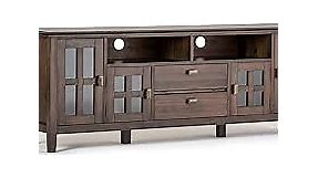 SIMPLIHOME Artisan SOLID WOOD 72 Inch Wide Transitional TV Media Stand in Natural Aged Brown for TVs up to 80 Inch, For the Living Room and Entertainment Center