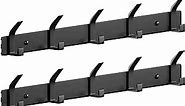 Coat Rack Wall Mounted, 2 Pack 14.5 Inch Coat Hooks for Hanging Coats, Heavy Duty Metal Hook Rack Rail with 5 Double Dual Hooks, Coat Hanger Wall Mount for Entryway Mudroom (Black)