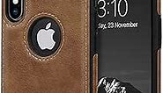 JAROIE Classy Design Luxury Leather Phone Case for iPhone X & iPhone Xs Non-Slip Grip Full Body Ultra Slim Protective Case 5.8 Inch (Brown)