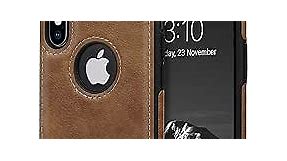 Vegan Leather Phone Case for iPhone Xs Max Luxury Elegant Vintage Slim Phone Cover 6.5 inch (Brown)