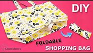 DIY Foldable Shopping Bag | Easy Reusable Tote Bag Sewing Tutorial [sewingtimes]