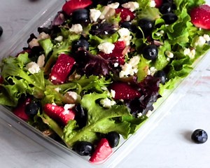 2.5K views · 45 reactions | Focused on FRESH. 綾 Our new seasonal Berry Salad is bringing bright flavors to our spring menu with fresh blueberries, hand-cut strawberries, and finished with our blackberry balsamic vinaigrette. Give it a try as part of a Take 2 combo and enjoy the most fire flavors of the season! | Blaze Pizza | Facebook