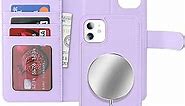 Ｈａｖａｙａ for iPhone 11 case with Card Holder iPhone 11 walle case Magsafe Compatible flip Leather Phone case Detachable Magnetic Cover-Purple