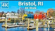 [4k] BRISTOL, RI - Walking through the Historical Seaport of Bristol, Rhode Island