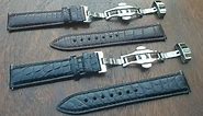 Alligator Leather Watch Strap Black / Clasp / 14mm 15mm 16mm 17mm 18mm 19mm 20mm 21mm 22mm 23mm 24mm - LeatherStraps.com.au