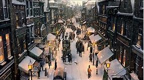 Victorian Winter London Christmas Ambience (Snowfall, Horses, Bells)