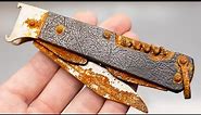 Rusty old hunting pocket knife restoration