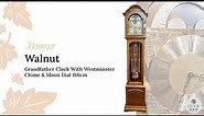 196cm Walnut Grandfather Clock With Westminster Chime & Moon Dial By Kieninger
