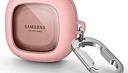 SURITCH Case for Samsung Galaxy Buds FE(2023)/Buds 2 Pro(2022)/Buds 2(2021)/Buds Pro(2021)Buds Live(2020), Shockproof Sturdy Protective Earbuds Cover for Charging Case with Heavy-Duty Carabiner, Pink