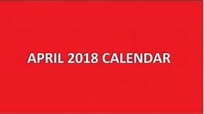 April 2018 Calendar Printable With Holidays