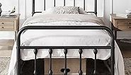 Yaheetech Classic Metal Platform Bed Frame Mattress Foundation with Victorian Style Iron-Art Headboard/Footboard/Under Bed Storage/No Box Spring Needed/Twin Size Black