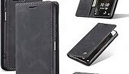 for Xiaomi Redmi Note 10 Pro/Redmi Note 10 Pro Max Wallet Case, Matte Texture Retro Soft PU Leather Magnetic Flip Cover Case with Card Holder Slots - Black