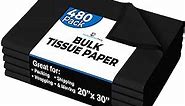480 Sheets Bulk Black Tissue Paper - 20" x 30" Packing Paper Sheets for Moving - 10lb Wrapping Paper - Newsprint Paper for Packing, Gift Wrapping, Moving Supplies & Protecting Items Crown Display