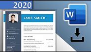 CV Template Word DOWNLOAD FREE ⬇ (2020) 😱 - Blue Resume Design with Icons ✪ DOCX ✪