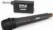 Pyle Portable VHF Wireless Microphone System - Professional Battery Operated Handheld Dynamic Unidirectional Cordless Microphone Transmitter Set W/Adapter Receiver, for PA Karaoke DJ Party, Black