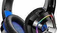 ZIUMIER Gaming Headset PS4 Headset, Xbox One Headset with Noise Canceling Mic and RGB Light, PC Headset with Stereo Surround Sound, Over-Ear Headphones for PC, PS4, PS5,Xbox One, Laptop (Blue)
