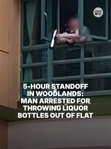 A 23-year-old man was arrested by the police after a nearly 5-hour standoff after he threw several bottles of liquor out of a second floor flat at Block 687 Woodlands Drive 75 on Wednesday (May 20) evening. #sgnews #Singapore #HDB #police