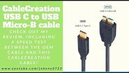 CableCreation USB C to Micro-B 3.0 (Gen2/ 10G) review and speed test vs OEM Seagate HD cable