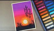 Easy Soft pastel drawing for beginners || How to draw colorfull Sunset scenery