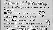DEGASKEN Happy 17th Birthday Card, 17 Year Old Birthday Gifts for Boys Girls Teens, Permanent Engraved Steel Wallet Card