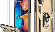 IKAZZ Galaxy A10e Case with Screen Protector,Military Grade Shockproof Cover Pass 16ft Drop Test with Magnetic Kickstand Car Mount Holder Protective Phone Case for Samsung Galaxy A10e Gold