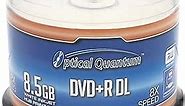 Optical Quantum 8X 8.5GB DVD+R DL White Inkjet Printable Double Layer Recordable Blank Media, 50-Disc Spindle OQDPRDL08WIP-H