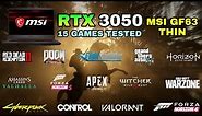 RTX 3050 40W + i5 10th Gen 10500H - Test in 15 Games in 2021 - MSI GF63 Thin