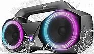 Portable Bluetooth Speaker - IPX7 Waterproof Wireless Speakers with 80W Loud HiFi Stereo Sound, 24H Playtime, Dynamic Light, Deep Bass, Dual Pairing, 5.3 BT for Outdoor, Home, Party, Gifts