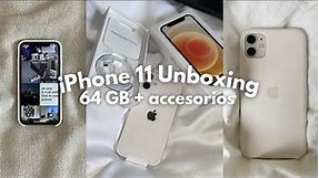 iPhone 11 unboxing en 2023 ☁️ | 64gb blanco, accesorios y configuración ✨