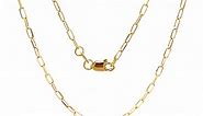 14K Solid Gold Paperclip Pendant Chain Necklace for Women