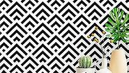 23.6''x118'' Black White Geometric Wallpaper Modern Stripe Peel and Stick Wallpaper Herringbone Arrow Self Adhesive Removable Wallpaper Vinyl for Bedroom Living Room Cabinet Decor