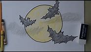 How To Draw Bats Flying Across the Moon