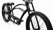 MICARGI Bronco 3.0 Mens Cruiser Bicycles 26/29 inch Long Beach Cruiser Bike with Coaster Brakes Front/Rear White Wall Tires/Black Ties