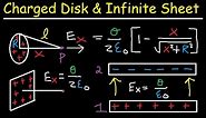 Electric Field Due to a Charged Disk, Infinite Sheet of Charge, Parallel Plates - Physics Problems