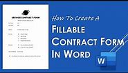 How to Create a Fillable Form in Word | Service Contract Form