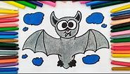 How to Draw A Cute Bat | Bat Drawing |Painting & Coloring for Kids | Halloween Painting | Kids Art