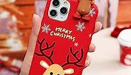Yiminu.DS Christmas Case Compatible with iPhone Xs Max, Silicone Red Phone Case Slim Protective Back Cover Cute for Girl Women, Cartoon 3D Elk