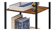 ETELI Printer Stand 3 Tier Home Office Printer Table with Storage Drawer Fabric Small Wood Printer Desk Shelf Industrial Table Stand for Printer Fax Machine Scanner, Brown&Black