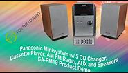 Panasonic Mini System 5 Disc CD Player, Cassette Player/Recorder, AM/FM Radio, Aux and Speakers Demo