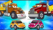 Crane Truck vs Super Dump Truck | Police Car Cartoon Songs