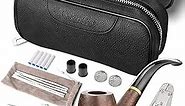Scotte Tobacco Smoking Pipe Kit,Leather Tobacco Pipe Pouch Wood Pipe Accessories(Pipe Scraper/Stand/Filter Element/Filter Ball/Small Bag/Box)