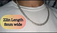 Iced Miami Cuban Link Prong Chain (Moissanite) Review. The perfect size IMO 22in, 8mm. -Harlem Bling